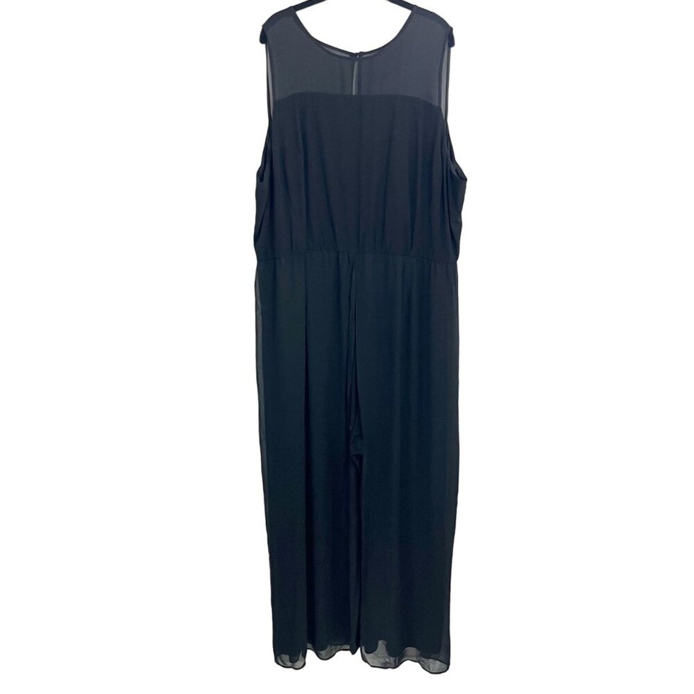 Lane Bryant Black Chiffon Flowy Wide Leg Jumpsuit Formal Dressy - Size 28